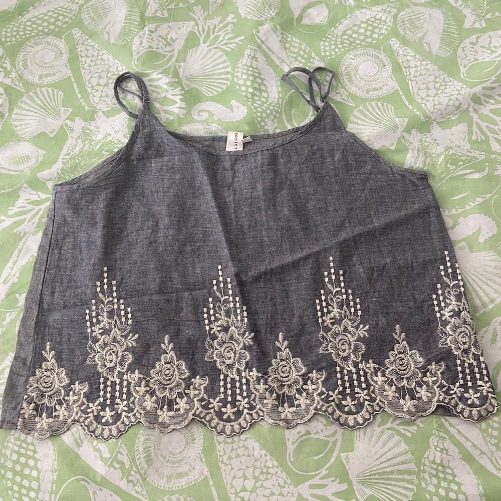 Women’s Society Girl Denim Floral Crop Top Size Large